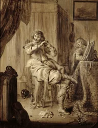 Een heer bij zijn toilet, 1660
